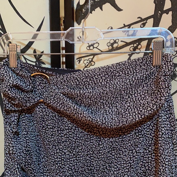 Zara Black/White Animal Print W/Gold Stripes Mini Skirt Embellished WBelt Scarf - Picture 4 of 16